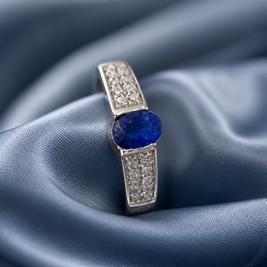 Blue Sapphire & Diamonds