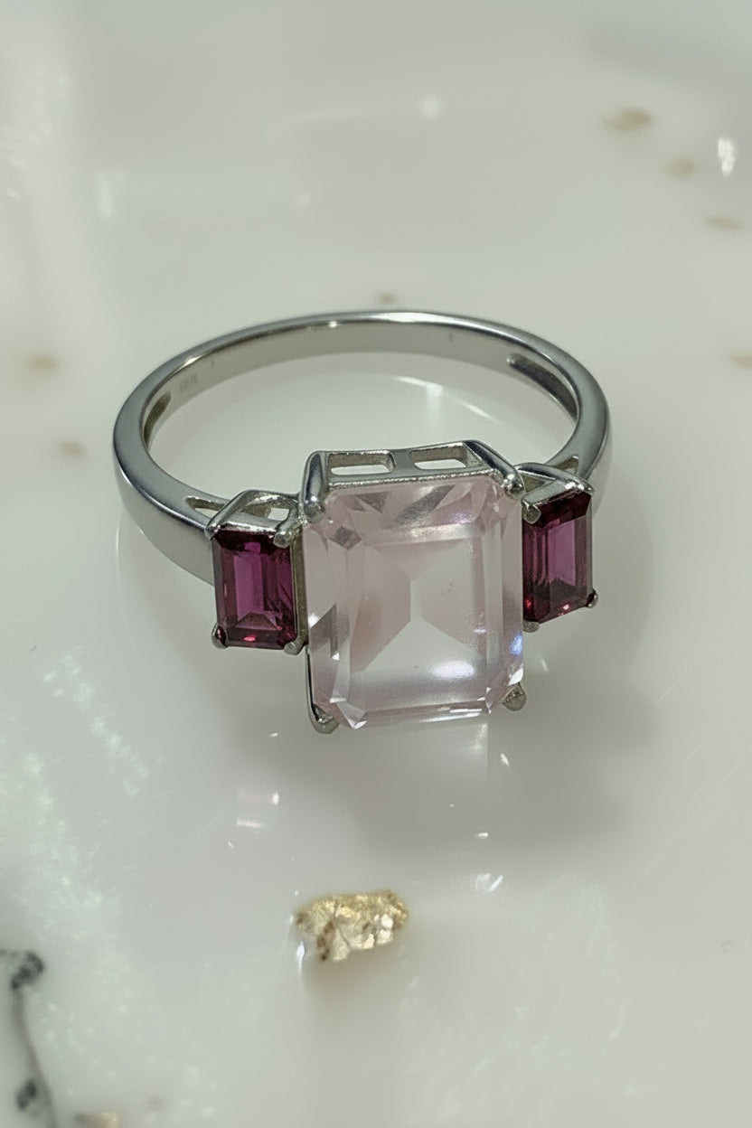 Rose Quartz & Rhodolite Ring
