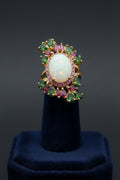 Opal, Chrome & Ruby Ring
