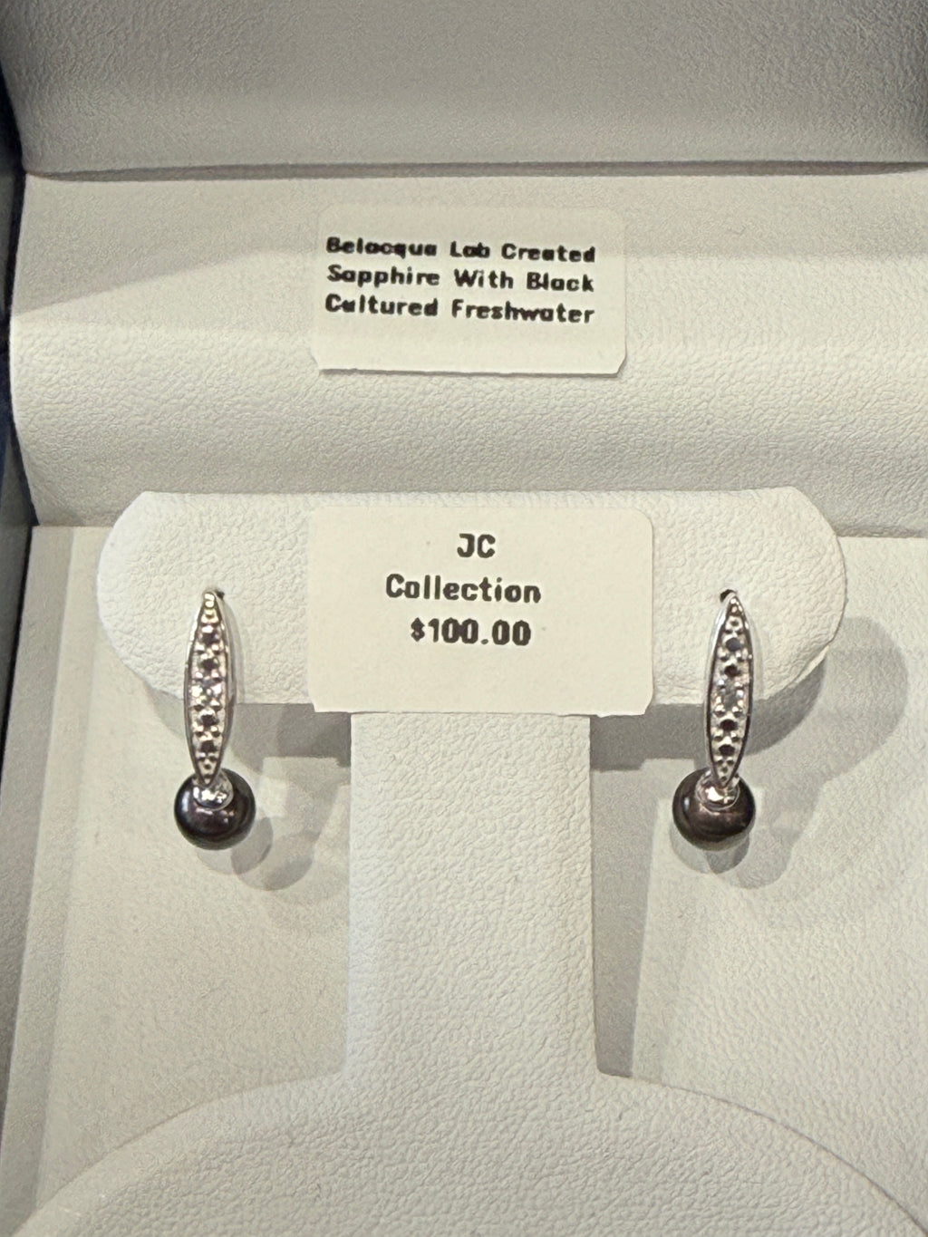 Belacqua Lab Created Sapphire with Black Cultured Freshwater