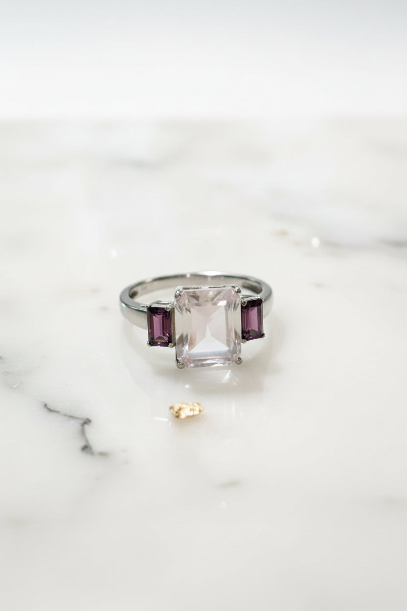Rose Quartz & Rhodolite Ring